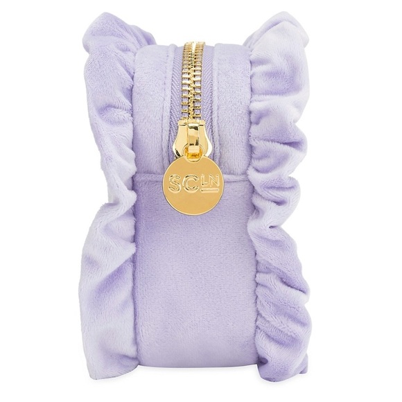 Stoney Clover Lane Large Glam Velvet Purple Ruffle Pouch - Picture 3 of 5